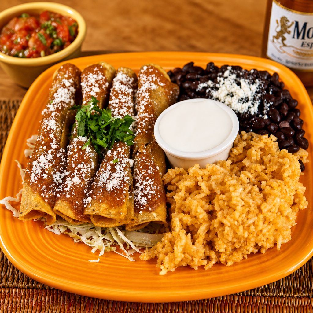 Flautas De Pollo (Crispy Rolled Chicken Tacos).