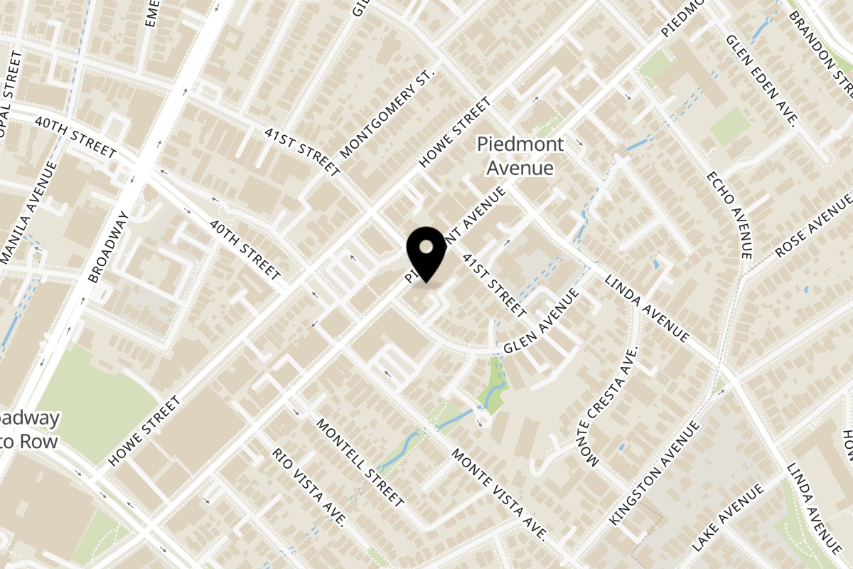 Map showing the location of Baja Taqueria on 4070 Piedmont Ave in Oakland